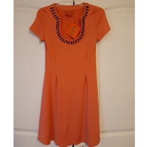 Tracy Negoshian Leilani Pink Studded A Line Dress size XS NEW Flowy